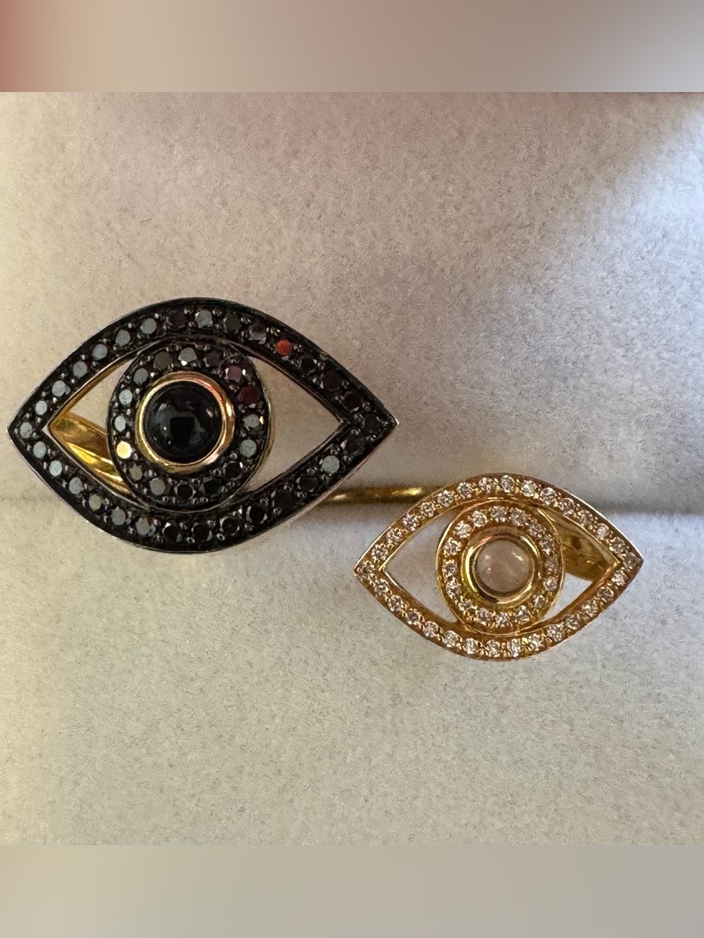 18K YG Netali Nissim Black and White Diamond Eye Ring - $5500